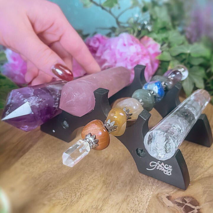 Wooden Crystal Wand Holder