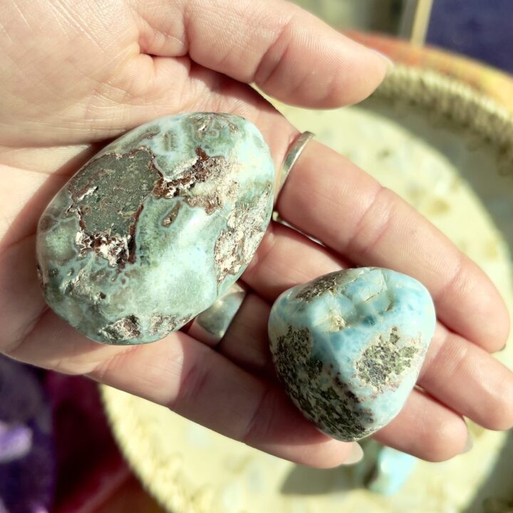 Grounded Truth Larimar with Red Hematite Meditation Stone
