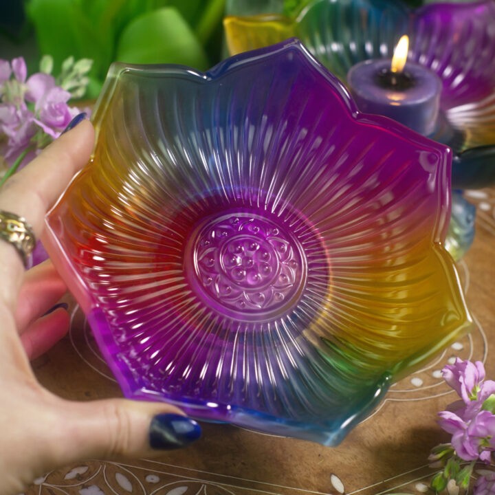 Rainbow Lotus Tea Light Holder