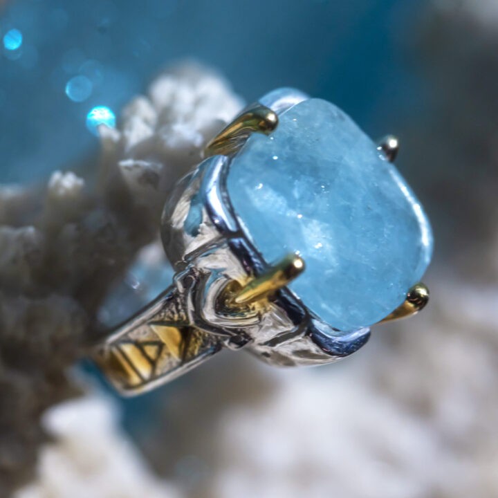 Aquamarine Water Priestess Ring