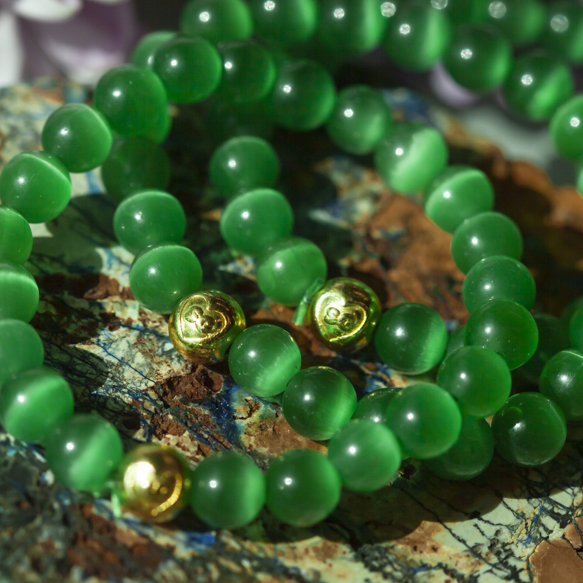 Multicolor Heart Bead Bracelet Set Green