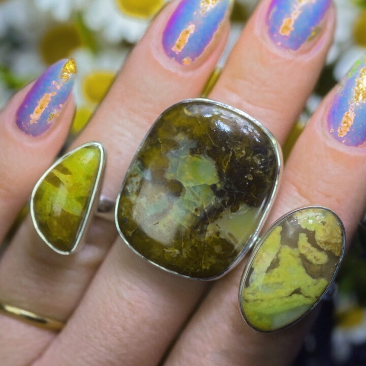 Trauma Healing Peruvian Green Opal Ring