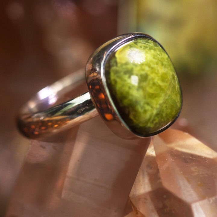 Trauma Healing Peruvian Green Opal Ring