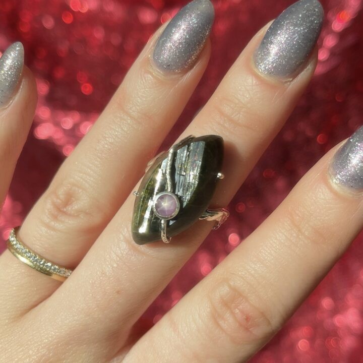 Epidote with Star Ruby Ring