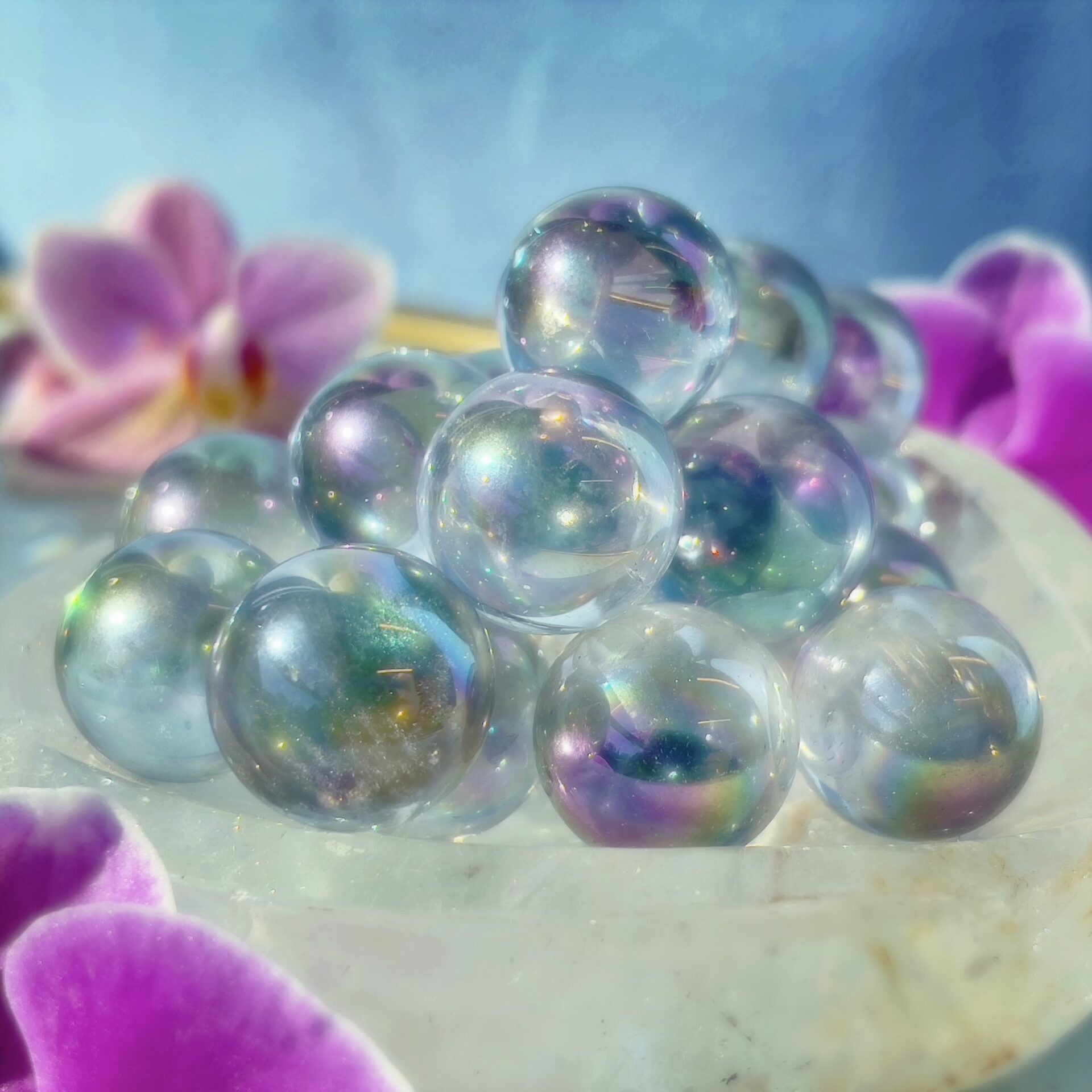 Sage Goddess Mini Rainbow Aura Quartz Sphere for vibrant expansion
