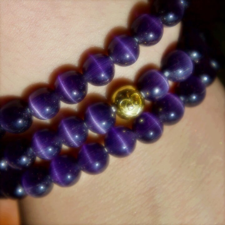 Purple Cats Eye Crown Chakra Bracelet