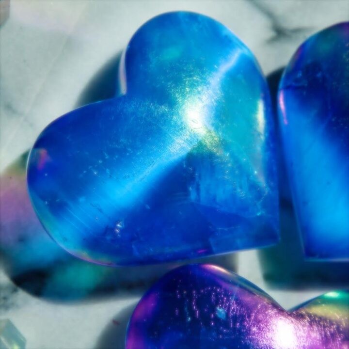 Dark Blue Aura Selenite Heart