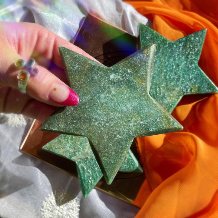 Love and Life Force Fuchsite Star Charging Plate