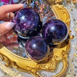 Violet Flame Dark Purple Fluorite Sphere