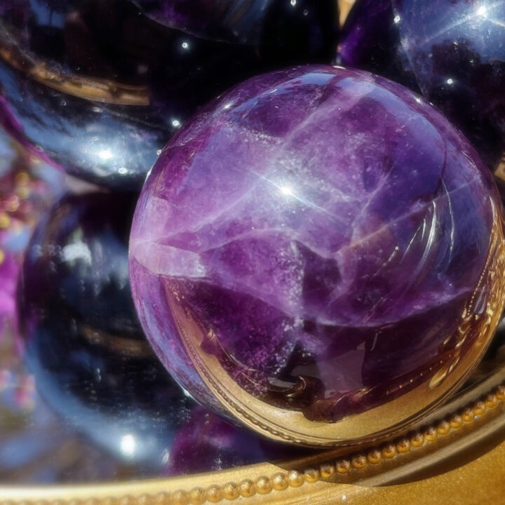 Violet Flame Dark Purple Fluorite Sphere