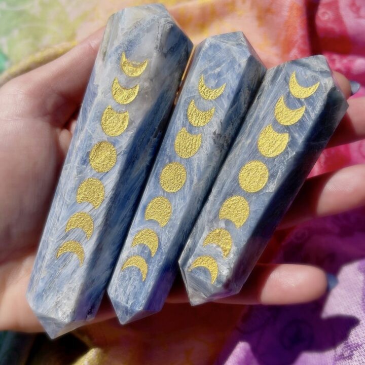 Double Terminated Blue Kyanite Moon Phase Wand