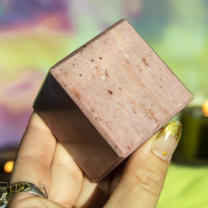 Grounded in Love Pink Petrified Wood Cube