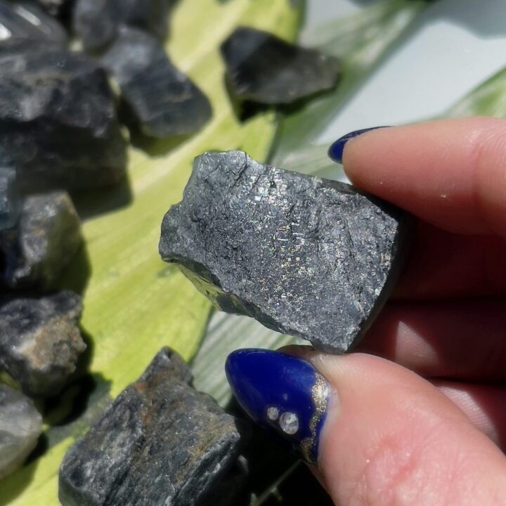Rare Natural Blue Magnesio-Riebeckite in Quartz