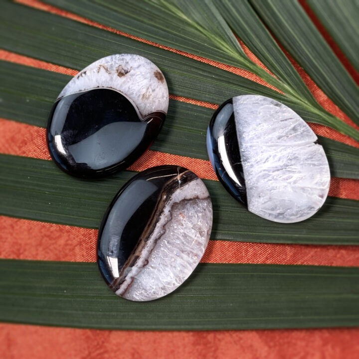 Strength and Stability Black Agate Palm Stone