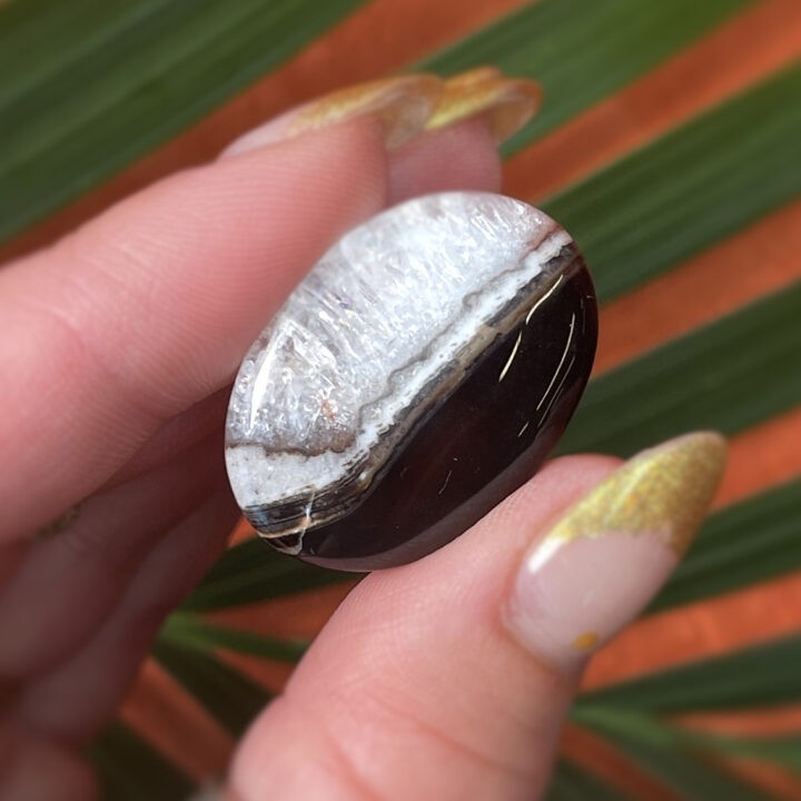 Strength and Stability Black Agate Palm Stone