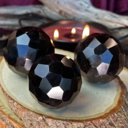 Faceted Black Obsidian Protection Sphere