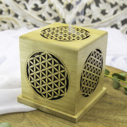 Bamboo Flower of Life Cube Incense Burner