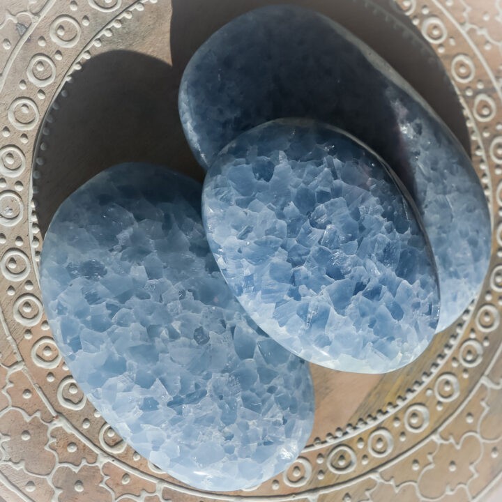 Blue Calcite Harmony Palm Stone