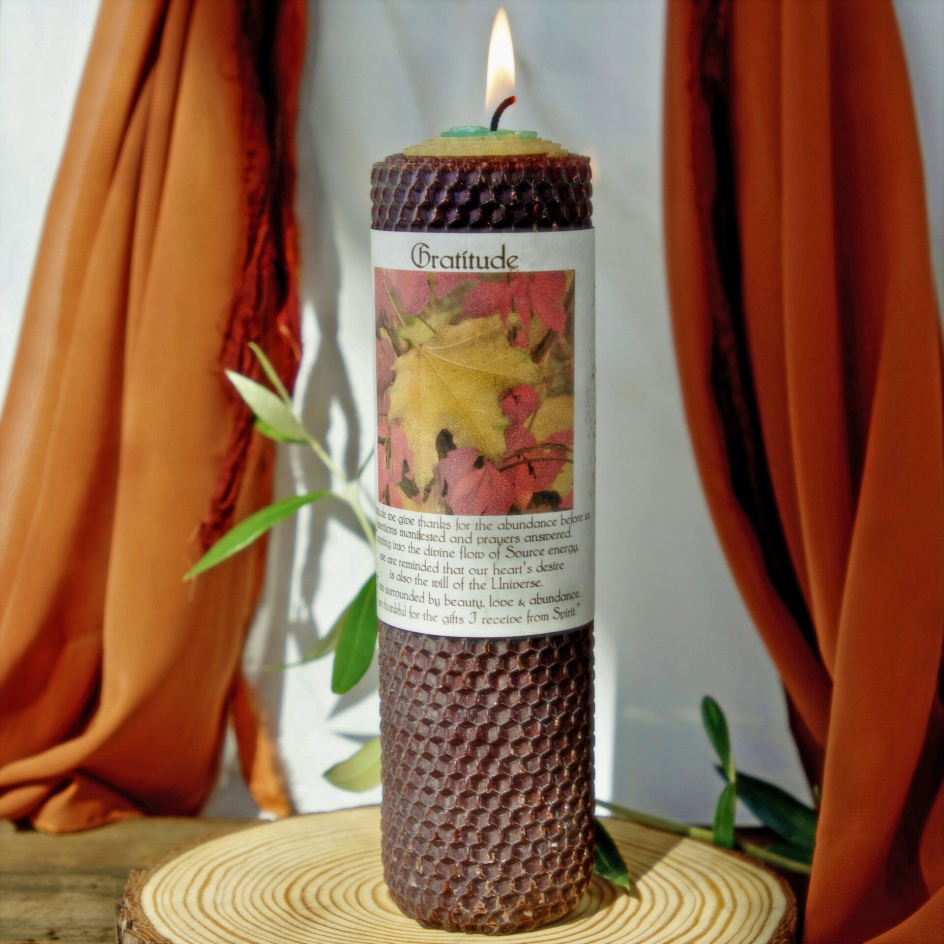 Sage Goddess Gratitude Beeswax Intention Candle for giving thanks