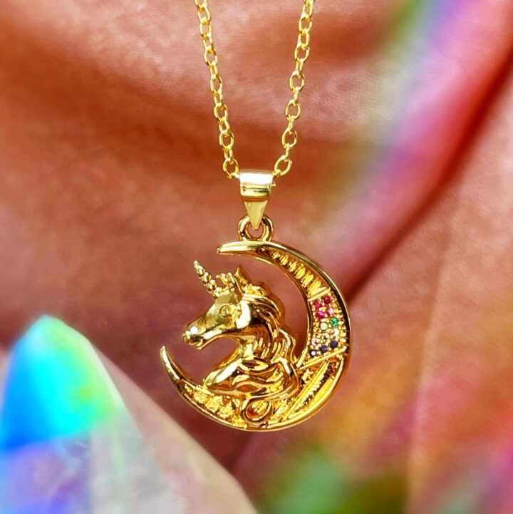 Over the Moon Unicorn Zircon Necklace