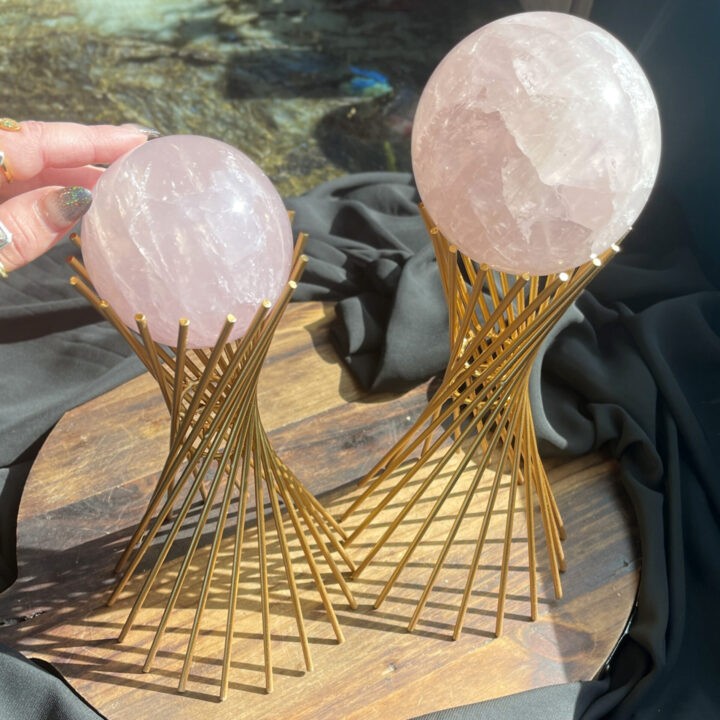 Ultimate Love Star Rose Quartz Sphere with Sphere Stand