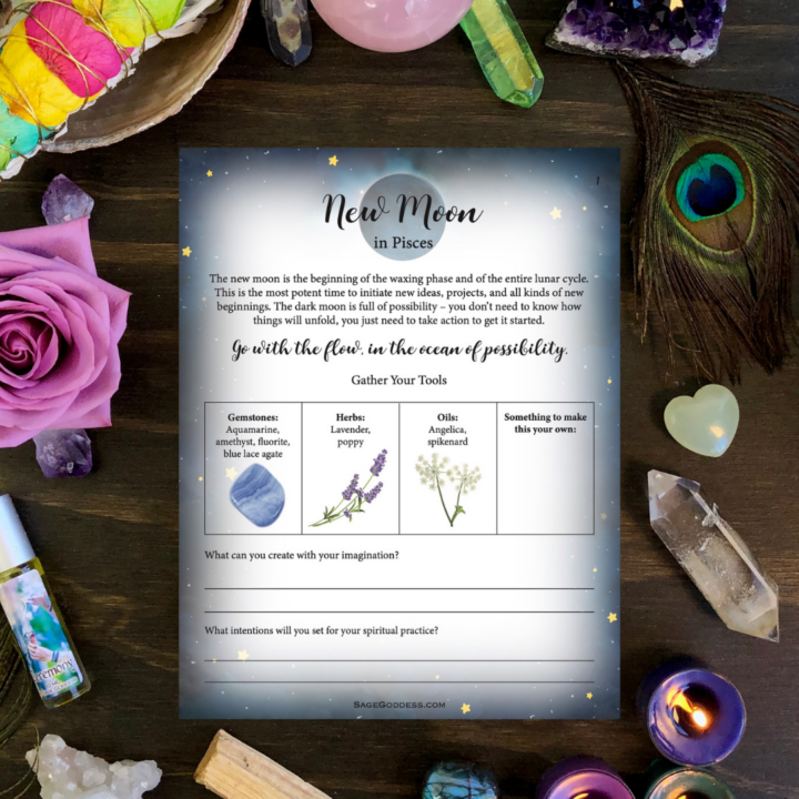 Free Downloadable Pisces New Moon Worksheet