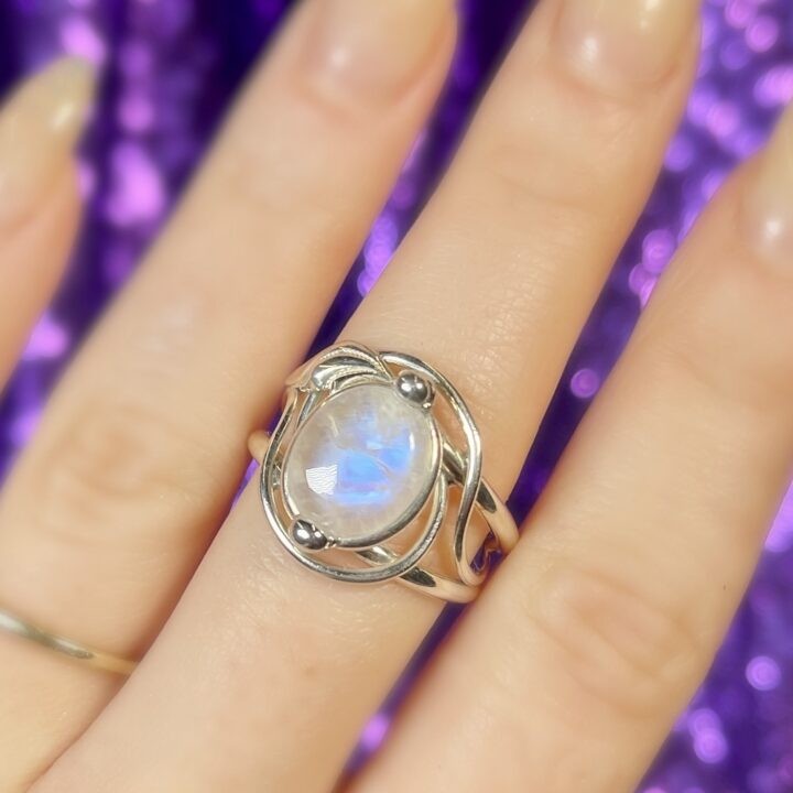 Blue Flash Moonstone Ring