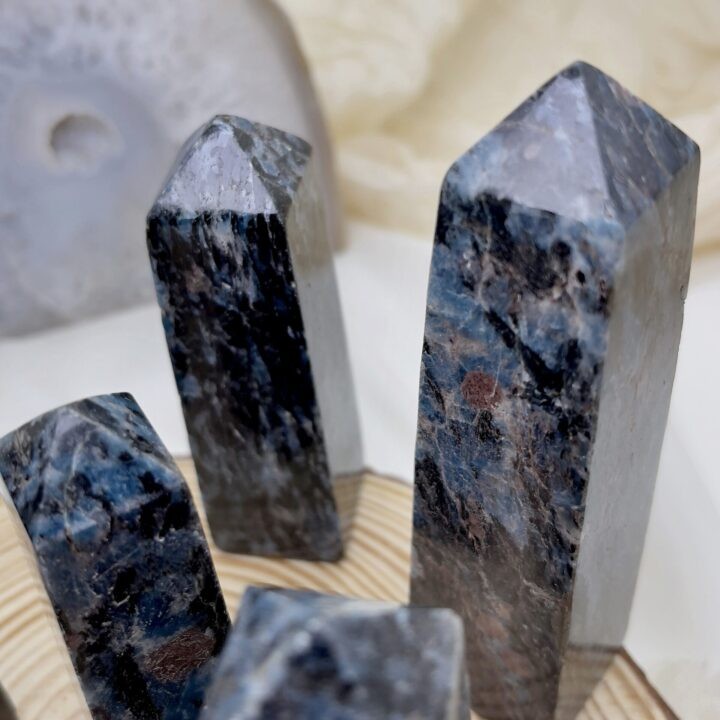 Blue Kyanite with Garnet in Hornblende Obelisk