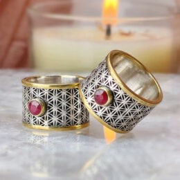 Create with Passion Ruby Flower of Life Ring