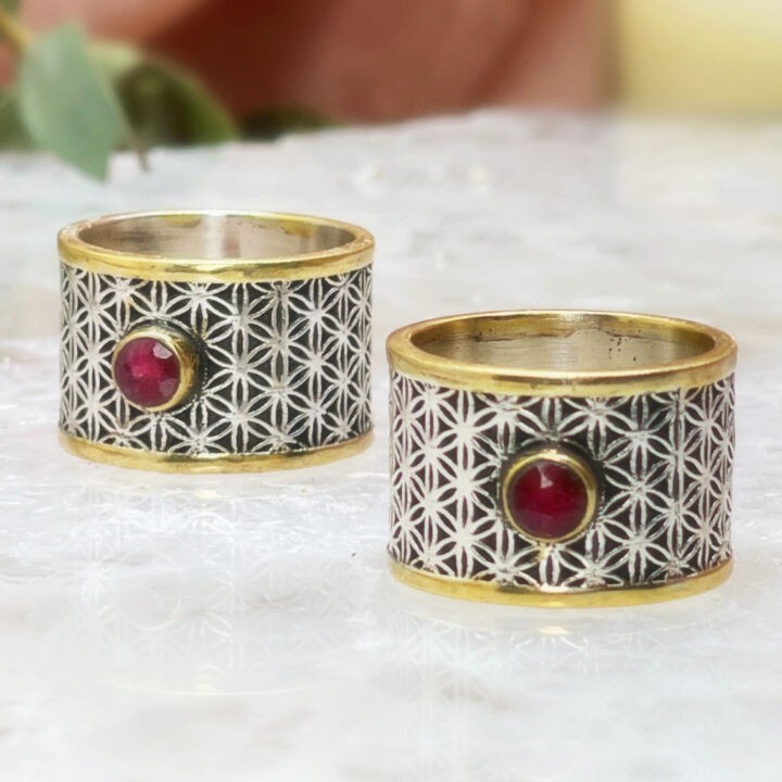 Create with Passion Ruby Flower of Life Ring
