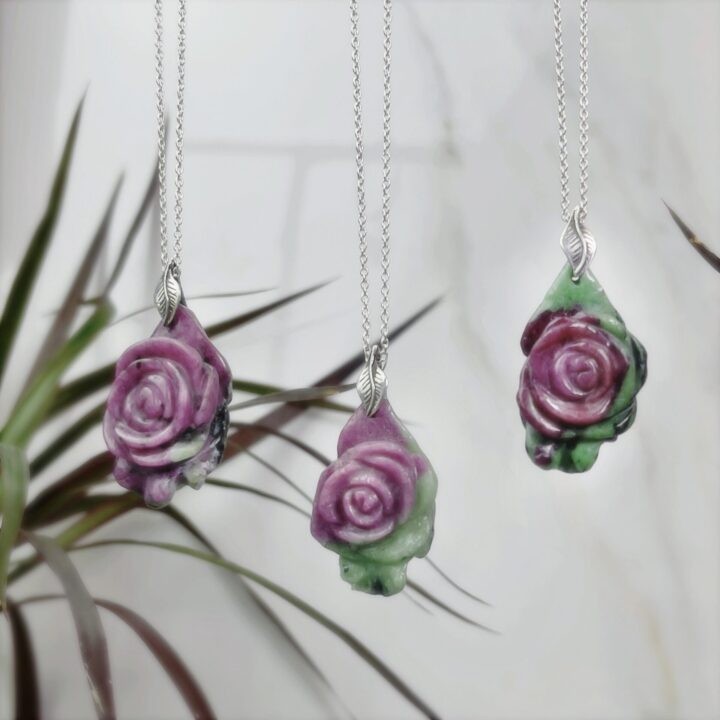 Follow Your Heart Ruby Zoisite Rose Pendant