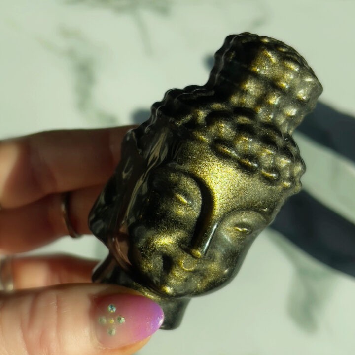 Golden Sheen Obsidian Buddha