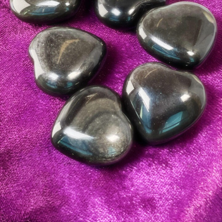 Mini Silver Sheen Obsidian Heart