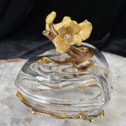 Glass Heart Flower Jewelry Holder