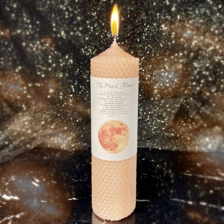 Peach Moon Beeswax Intention Candle