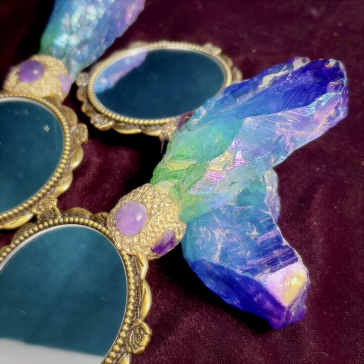 Amethyst and Rainbow Aura Quartz Magical Mirror