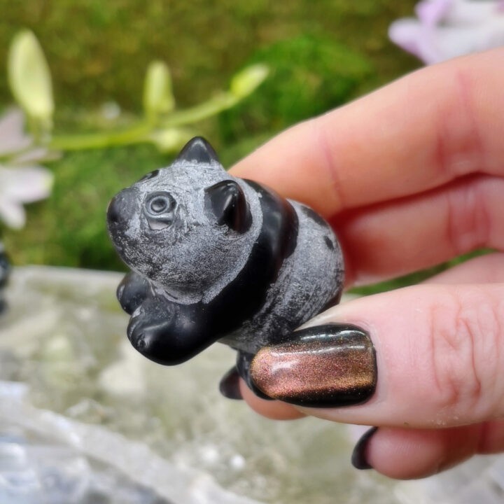 Gentle Guardian Black Obsidian Panda