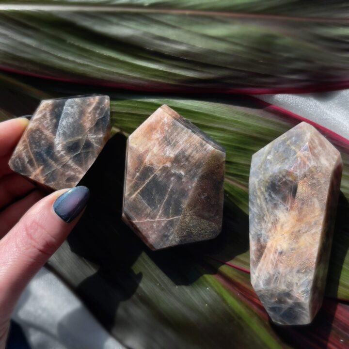 Black Moonstone and Sunstone Channeling Stone