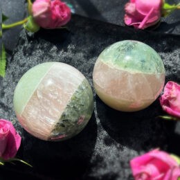Green Aventurine, Rose Quartz, and Prehnite with Epidote Heart Chakra Sphere