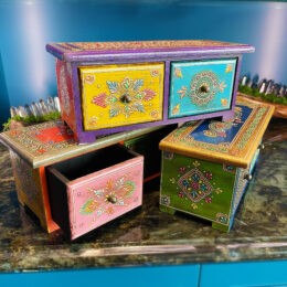 Hand Painted Mango Wood Altar Drawers