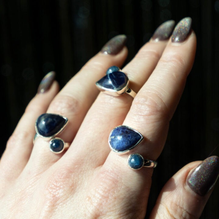 Intuitive Wisdom Sodalite and Blue Sapphire Ring