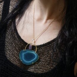 Intuitively Chosen Protected by Source Agate and Amethyst Pendant