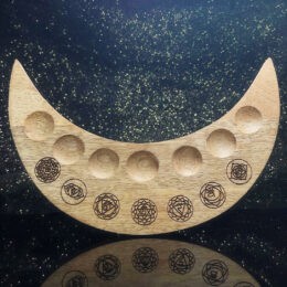 Wooden Crescent Moon Chakra Sphere Stand