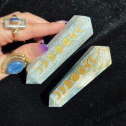 Double Terminated Blue Kyanite Moon Phase Wand