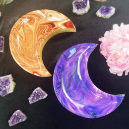 Intuitively Chosen Hydro-Dipped Wooden Crescent Moon Bowl