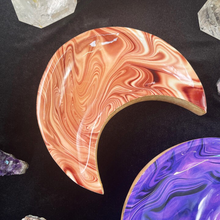 Intuitively Chosen Hydro-Dipped Wooden Crescent Moon Bowl