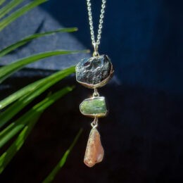 Black, Green, and Pink Tourmaline Pendant to Protect Your Heart