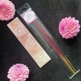 Heart Chakra Rose Quartz Incense Holder with Pink Lotus Incense Sticks