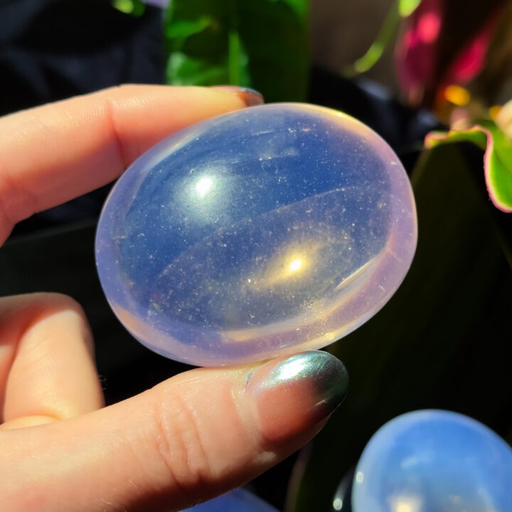 Pink Opalite Palm Stone for Manifesting Love