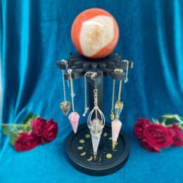Wooden Moon Phase Sphere and Pendulum Stand